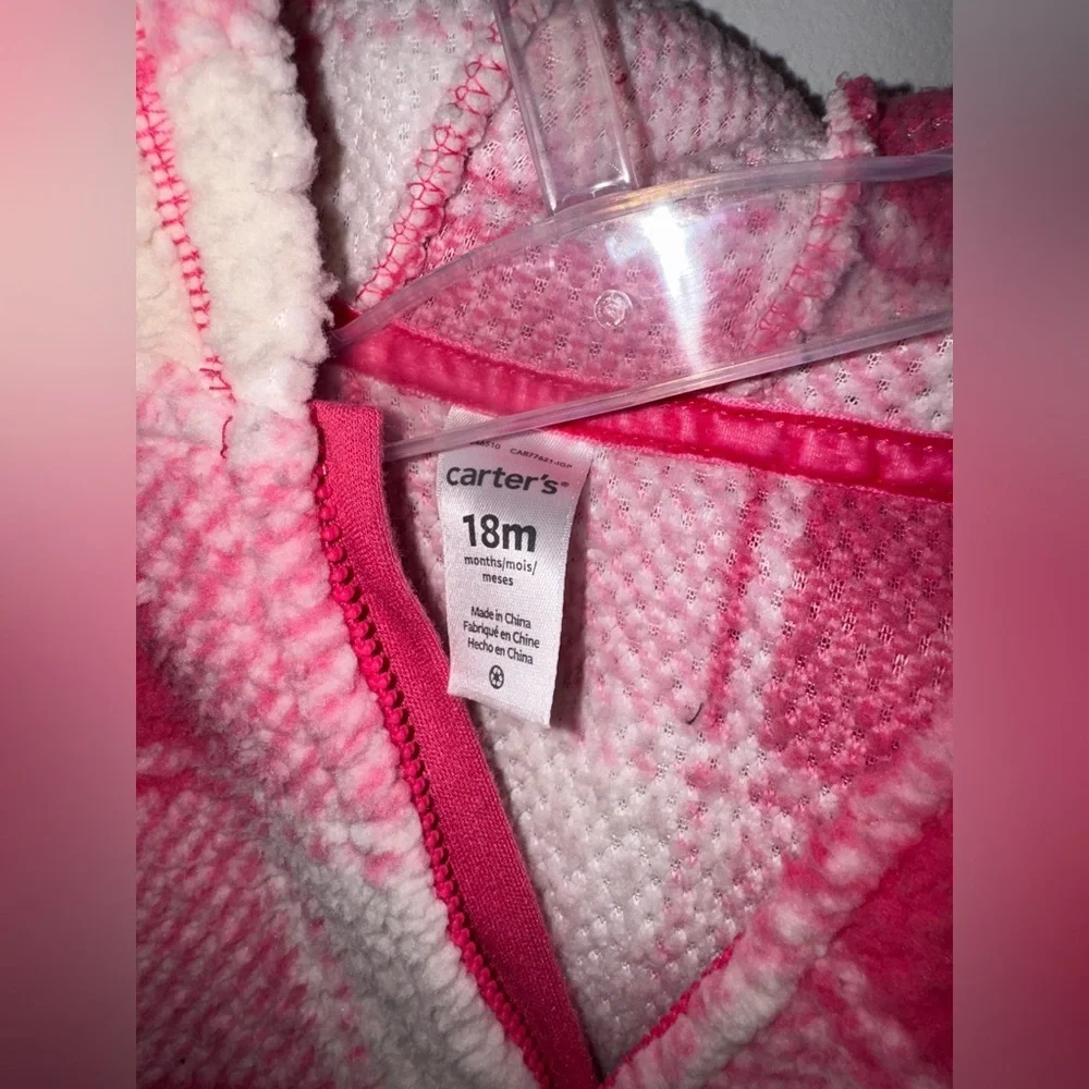 Carter's Pink and White Plaid Hooded Onesie